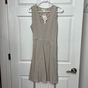 Cream & Black Striped Dress